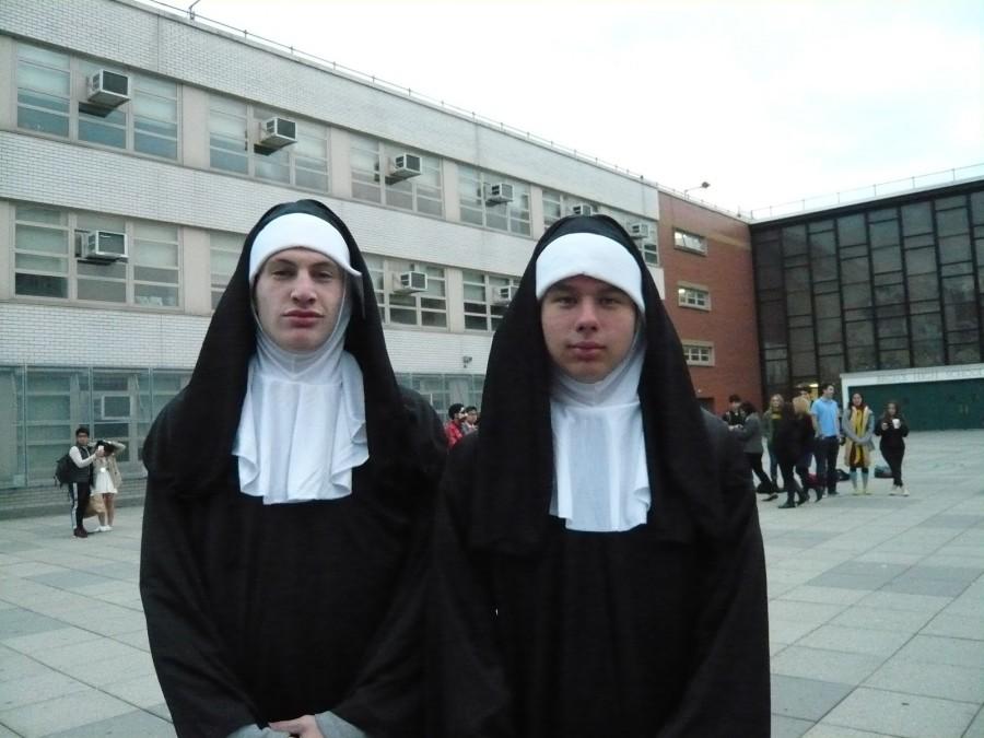 Sam Shapiro 17 and Evan Enochs ‘17 wearing nun outfits