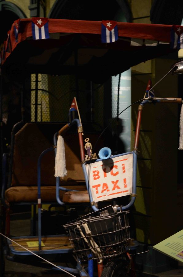 A taxi that resembles those found in Cuba was featured in the museum exhibit. 