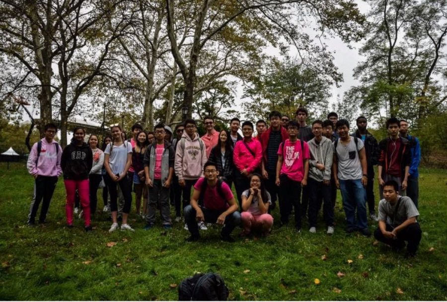 Key Club Members gather before walking in the annual 5K Breast Cancer Walk in Central Park.
