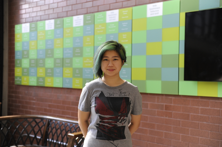 Alexis Pan ’17 wearing the autographed t-shirt that Chester Bennington gave her in 2015.