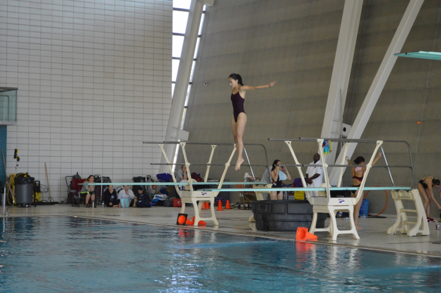 Renee Su ’18 practicing for an upcoming diving competition.