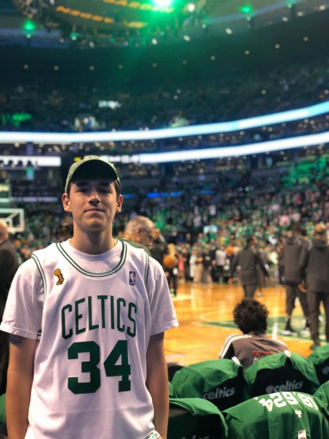 For avid Celtics fans like Lucio Vainesman ’18,  the NBA playoffs are at a completely new level compared to the regular season. Vainesman is shown posing at Game 1 of the Celtics vs. Bucks matchup of the 2018 NBA playoffs.