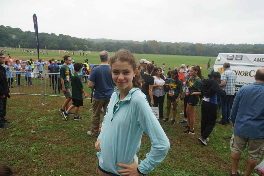 Zoe Cooper before the Girls Varsity 3.1 Mile Race at Van Cortlandt Park, in the Bronx.