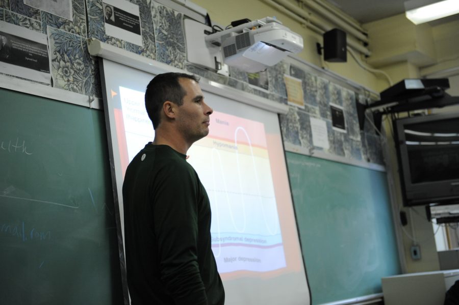 Christopher Dahlem, a physical education and health teacher, leads lessons and conversations on sexual health with students. (Photo credit: William Wade).