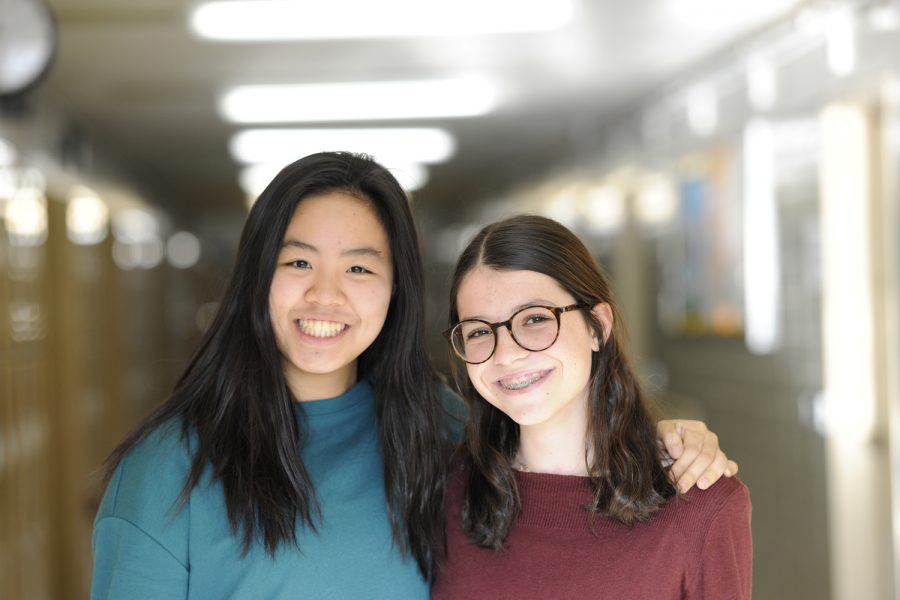 “I don’t think we should totally count [genetic modification] out for the future,” Sarah Lydon ’21 said (right).  Emma Nguyen ’21 (left) said, “It does have potential.”