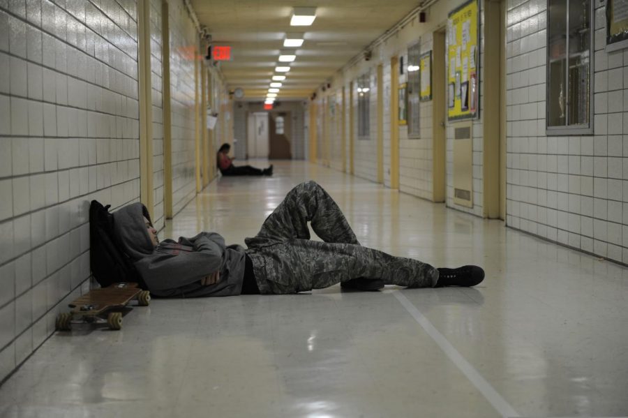 Students often try to catch a few minutes of sleep during their free periods.