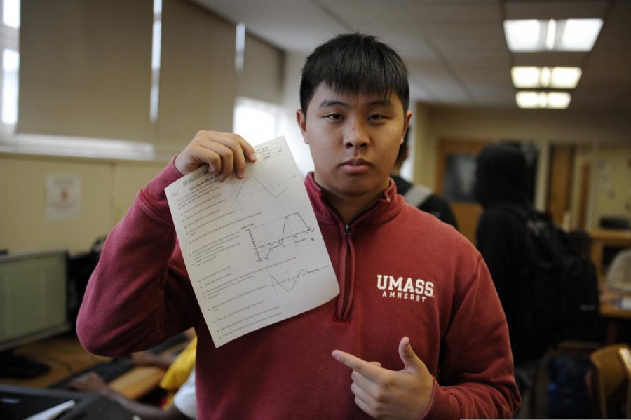 A senior prints out a copy of his calculus homework. 