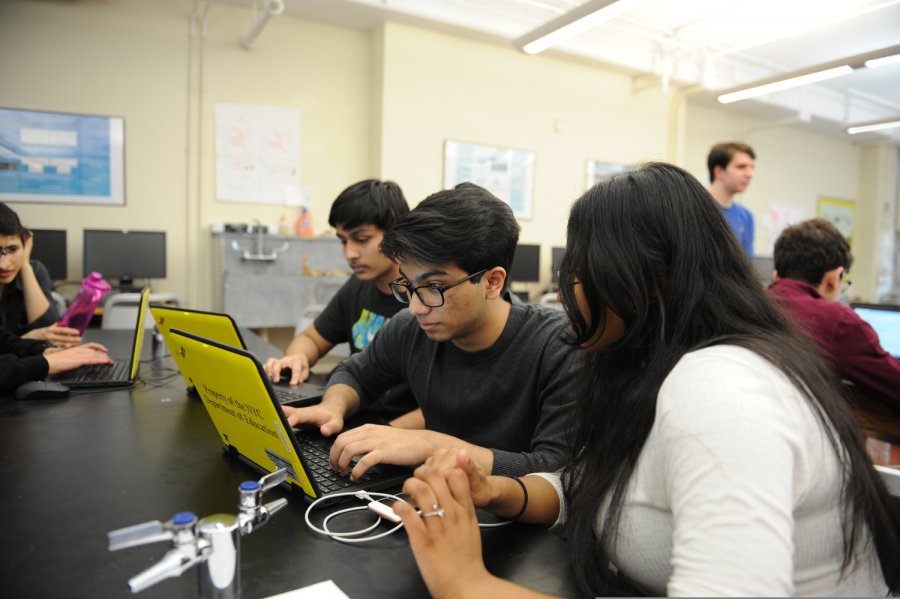 Mohammed Zaid ’21 (left), Tajwar Rahman ’21 (middle), and Ummol Fatema ’21 (right) are working on creating their own neural network in the Machine Learning Club. “It’s a really fun club with great leaders, and it exposes us to a field that seems to be growing more and more important,” said Rahman.