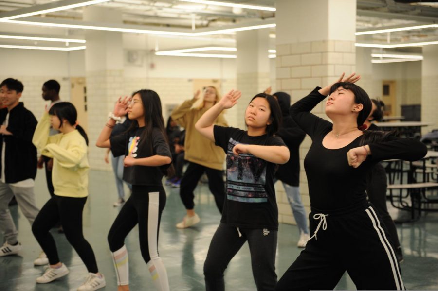Music is a large part of most teenagers lives, as with the Urban Dance Club. Here, they are hard at work synchronizing their dance moves during a rehearsal. 