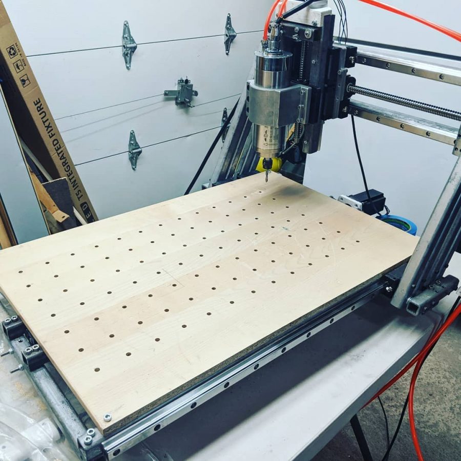 The final version of Ammar Barbees homemade CNC (Computer numerical control) milling machine.