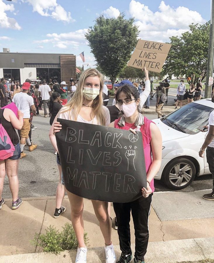 Maryam+Alwan%2C+a+high+school+senior+in+Virginia%2C+attends+a+Black+Lives+Matter+protest.+%E2%80%9CTo+be+honest%2C+there+weren%E2%80%99t+many+safety+measures+besides+masks.+I+have+to+quarantine+myself+now%2C%E2%80%9D+she+said.