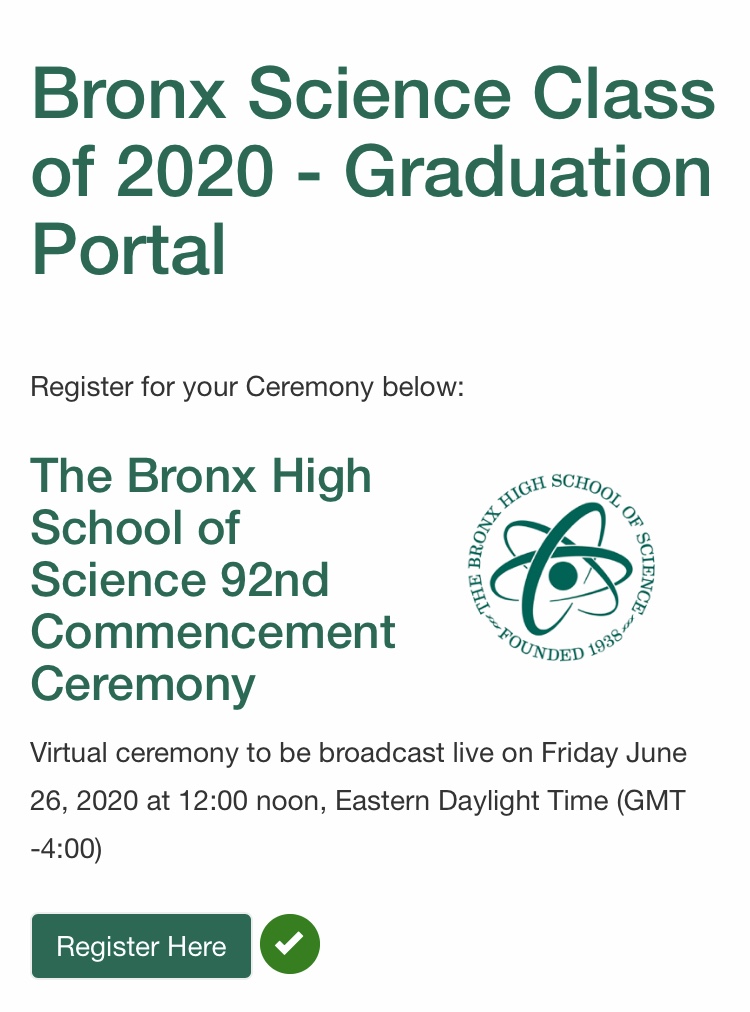 A New Format Bronx Science’s 92nd Commencement Ceremony for the Class