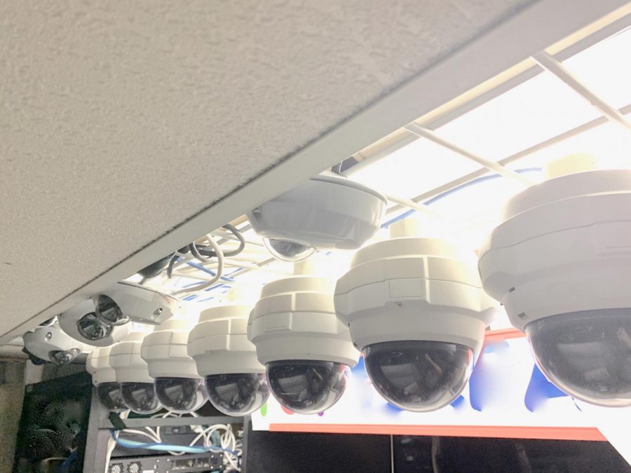 State of the art surveillance technologies, like these IP cameras in a retail environment, may become increasingly popular in a world with the Coronavirus. 