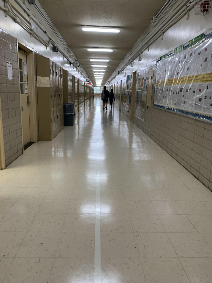 The+halls+of+Bronx+Science+are+quiet+as+few+students+have+chosen+to+attend+school+in-person+for+the+blended+learning+model+offered+by+the+NYC+Department+of+Education.+