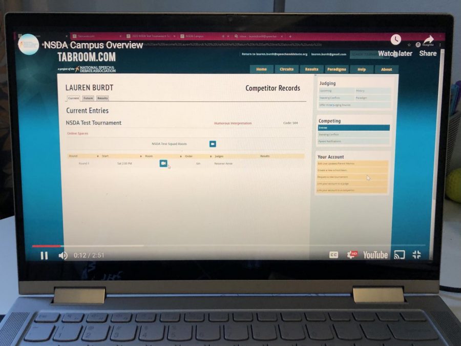 The NSDA’s online campus platform allows students to compete virtually, and it has many functions such as squad rooms. “The experience is definitely different, but we always make sure to check up on and support each other regardless of whether were debating virtually or in-person,” said Andrew Morrissey ’23. 
