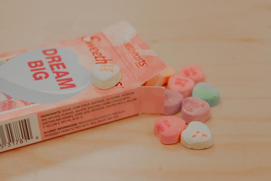 Candy hearts symbolize Valentines Day for many students, even though they were unable to celebrate the holiday in person with their friends this year, due to the ongoing Coronavirus pandemic. 