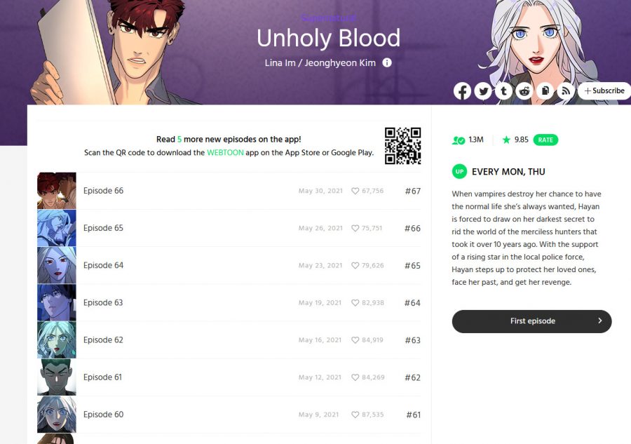 Unholy Blood is available for free on Webtoons.