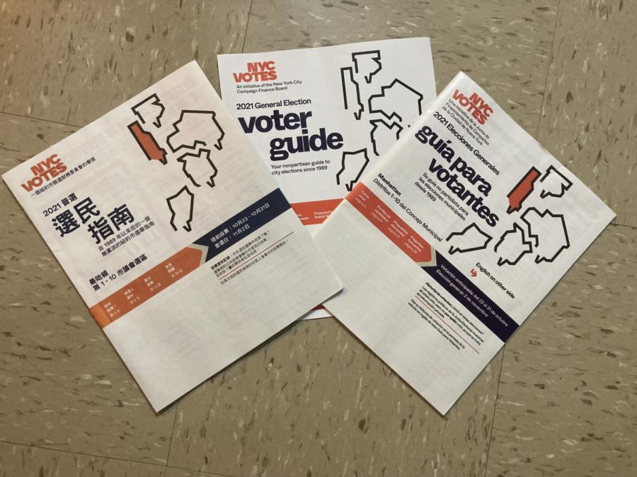 The New York City Campaign and Finance Board sent registered voters guides for the NYC Mayoral Race. The two main candidates are Eric Adams (Democrat) and Curtis Sliwa (Republican). 