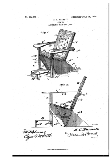 Heres the patent from the original Adirondack Chair