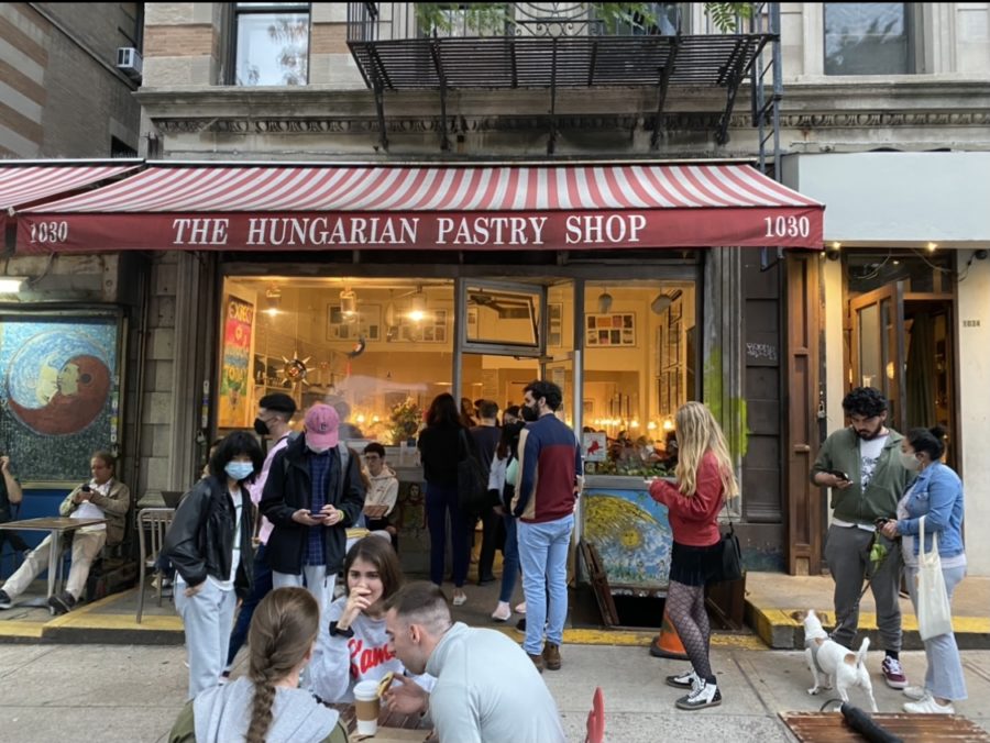 The line outside of the Hungarian Pastry Shop spans to the end of the block (on a slow day).
