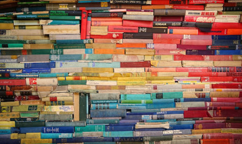 A photo depicts a variety of paperback books. 
