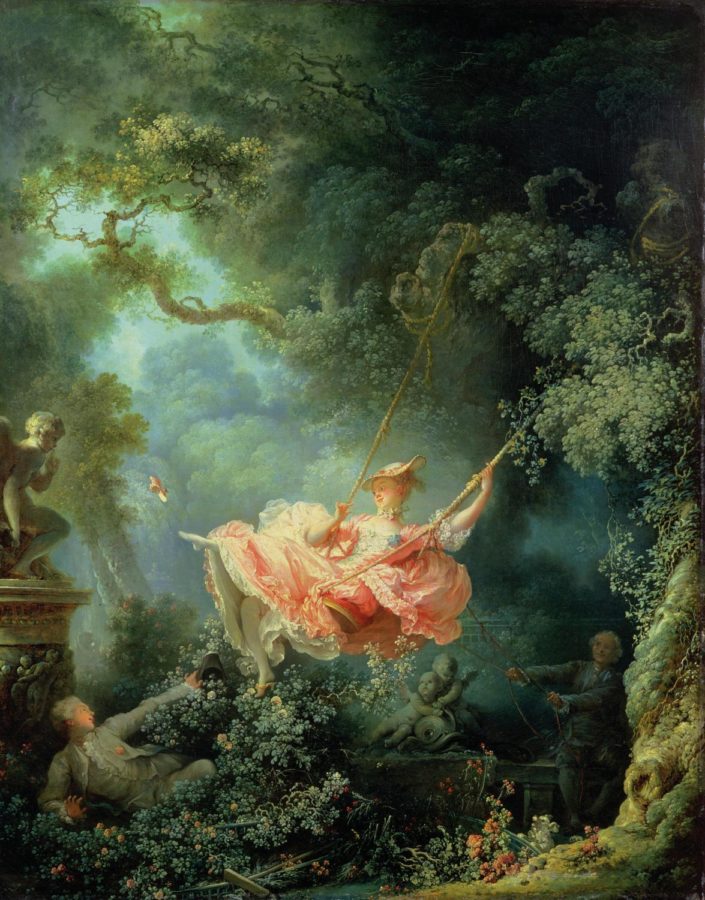 Jean-Honoré Fragonard’s oil on canvas,‘The Swing’, created in 1767 during the Rococo period. It is considered to be one of the masterpieces from this period and the staple inspiration for many of Disney’s animated films including ‘Beauty and the Beast’. Wikimedia Commons.
