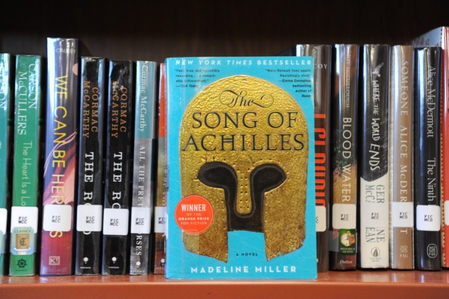 Madeline+Miller%E2%80%99s+The+Song+of+Achilles+is+featured+in+Bronx+Science%E2%80%99s+library.+Students+are+free+to+check+out+the+book+and+enjoy+it+for+themselves.+