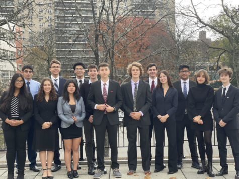 Pictured is the Model UN Board as they prepare to host SCIMUNC in December 2021. “Model UN isn’t just about giving speeches; it’s about giving the next generation a voice, and it’s a voice they can use in debate or just talking with their friends. I think that’s the most important part,” said Omar Darwish ’22, the Secretary General of SciMUN.
