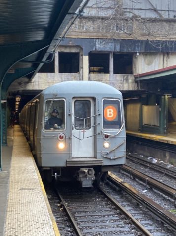 The B train rolls into Prospect Park, the first above-ground station in Brooklyn, every ten minutes on weekdays.