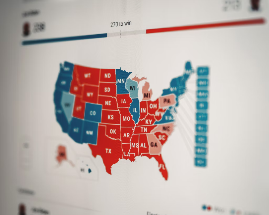 The electoral map is a common way to represent who is leading in presidential elections. The midterm primary elections, while not as consequential as presidential elections, are important to determine who would be the most likely contender for important political positions, such as those in the Senate and House of Representatives.