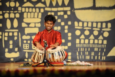 Kushal Sahabir ’22 plays a traditional melody on the tabla during the NASHA performance on June 3rd, 2022.