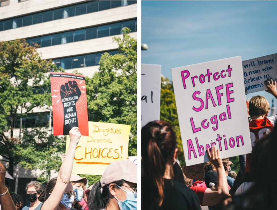 Pro-choice protestors in Washington D.C.; advocates for abortions as a form of health care and women’s rights (left); advocating for the legalization of abortion as a way to prevent dangerous under-the-table procedures (right).