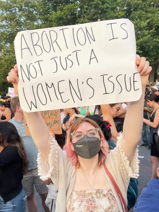Acadia Bost ‘24 in Washington Square Park on June 24th, 2022 protesting Dobbs v. Jackson Women’s Health Organization, the case that overturned Roe.