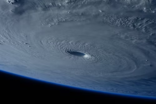 Published in 2016, this image taken from outer space reveals the truly massive reach of a hurricane on earth; the tropical winds from a hurricane can reach hundreds of miles from the center.