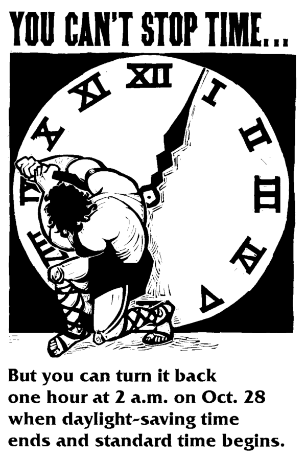 Here is a poster made by the United States Department of Defense in 2001 explaining Daylight Savings Time. When this was published, DST ended on October 28th, instead of on November 6th as is standard practice today.