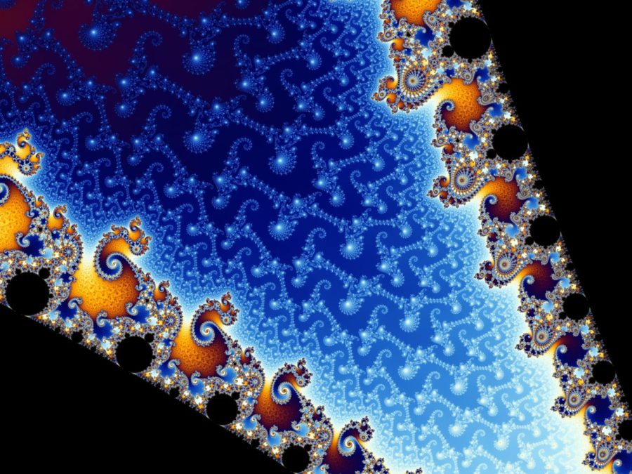 The interlude between two event horizons of the Mandelbrot set reveals a narrow valley for the wisps of stars (the tails of the Mandelbrot set) to shine.