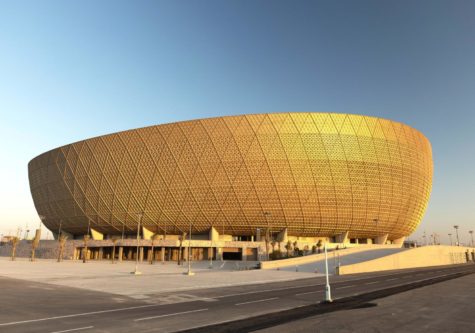 This is Lusail Stadium, one of several stadiums built for the World Cup. It can seat 88,966 people, making it the largest stadium in Qatar.