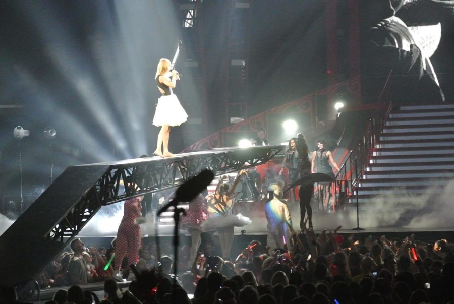 Taylor Swift performs live in Los Angeles during her Red Tour.