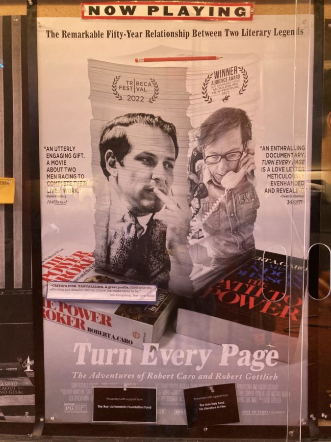 The movie poster for ‘Turn Every Page’ shows photos of Caro and Gottlieb imposed over the stacks of paper they’ve pored over together since the 1970s. 