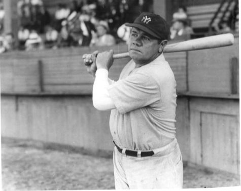 Babe Ruth, one of sports most recognizable figures, swings his bat before stepping up to the plate.