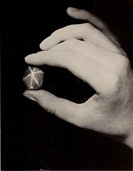 Here is the India Star Ruby, in a photograph taken in 1911. It was discovered sometime in the early 18th century, and incorporated into the AMNHs collection in 1905.