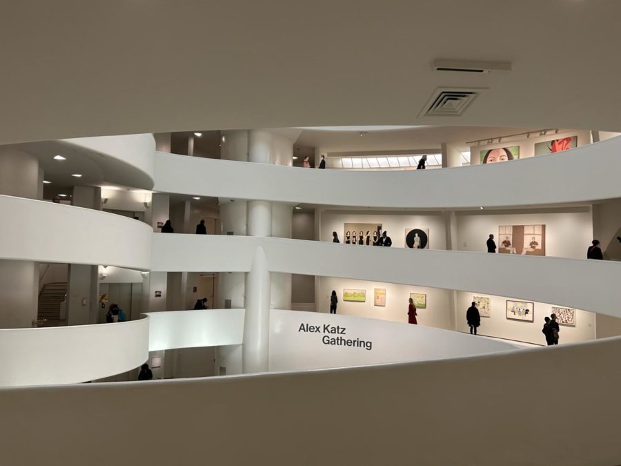 Gathering was on display in the Guggenheim Museum in New York City and  featured many works by Alex Katz.