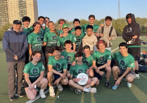 Here are members of the ultimate frisbee team after their major 15-2 win against Stuyvesant High School.