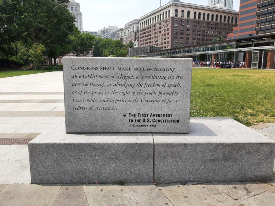 “Congress shall make no law … abridging the freedom of speech, or of the press. This is the First Amendment to the U.S. Constitution. This monument in Independence National Historical Park displays the Founding Fathers’ commitment to free speech and a free press. These rights have helped to catalyze the development of language and culture within the United States and beyond.