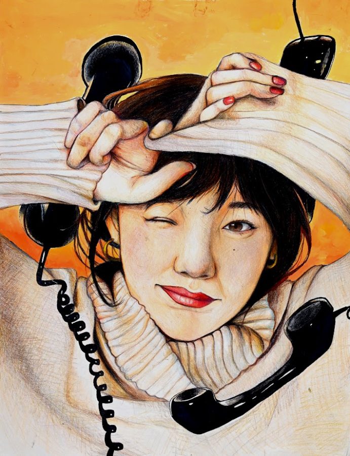 Xin Yue Tang drew this with colored pencils for her art portfolio.