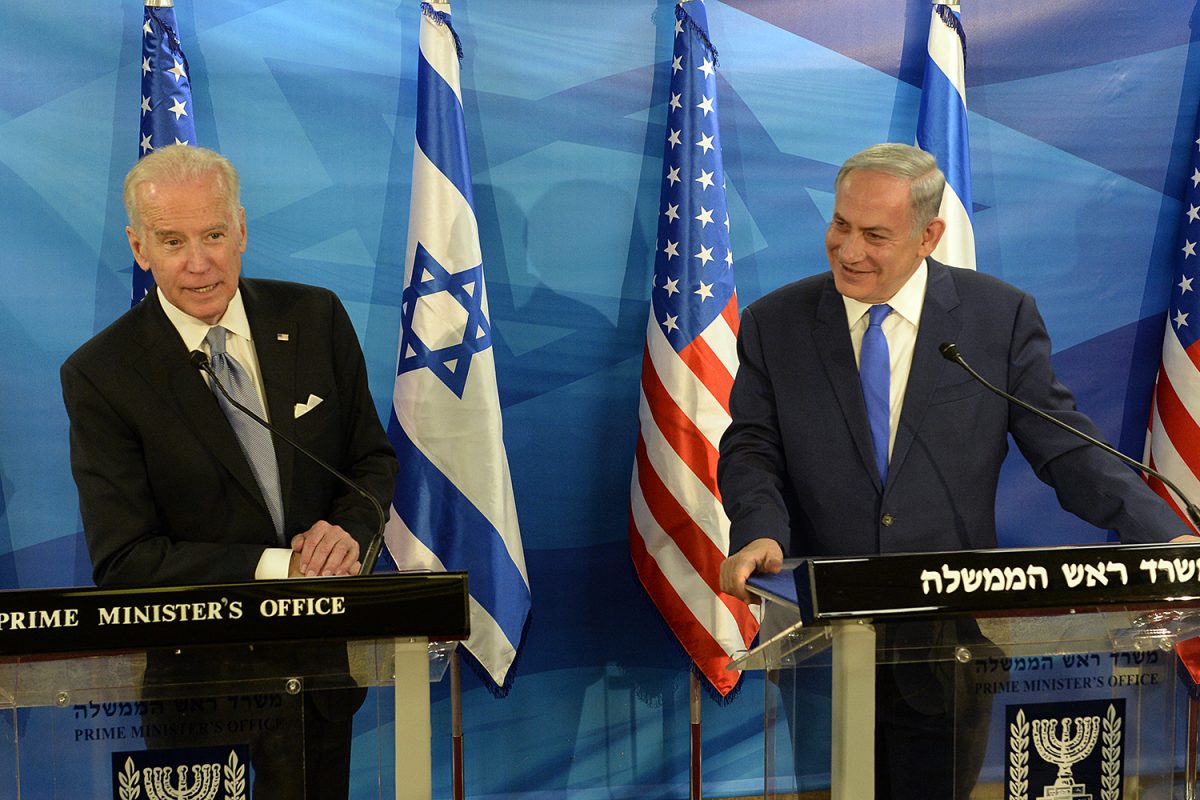 Here is Joseph Biden in 2016, as Vice President, when he visited the Israeli Prime Minister Benjamin Netanyahu, to display the strength of one of the world’s most secure alliances. (Photo Credit: U.S. Embassy Tel Aviv, CC BY 2.0 , via Wikimedia Commons)