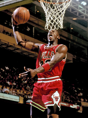 Here is Michael Jordan shooting a layup. “The scoring prowess and legacy that Jordan left behind is truly unmatched,” said Derek Rauch ’25. (Photo Credit: copyright Steve lipofsky www.Basketballphoto.com, CC BY 3.0 , via Wikimedia Commons)