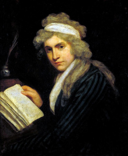 Here is an oil portrait of Mary Wollstonecraft, painted around 1790-1791 by John Opie. (Image Credit: John Opie, Public domain, via Wikimedia Commons)
