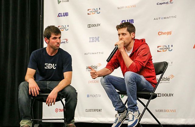 Sam+Altman+%28pictured+at+right%29+was+an+early+member+to+OpenAI+and+guided+it+through+its+early+days+in+the+sun.+%28Photo+Credit%3A+Alexlcory%2C+CC+BY-SA+4.0+%2C+via+Wikimedia+Commons%29