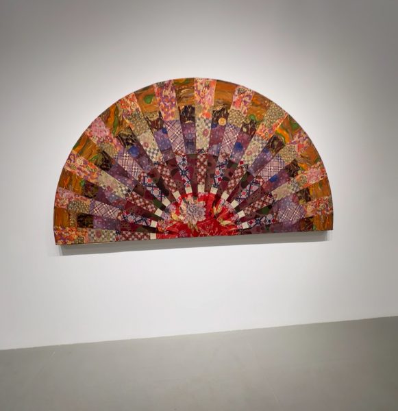 ‘Double Rose’ (1978) by Miriam Schapiro was made to reflect the elements of the kimono and the fan, although Schapiro changed the meaning from what it would usually be seen as flirtatious frivolousness to a feminist symbol.
